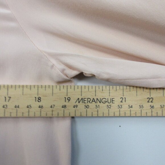 Club Monaco Silk Button Up Blouse Women M Peach Ruffle Long Sleeve Classy 128 - Picture 11 of 13